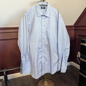 HAMILTON Bespoke Handmade Light Blue Pinpoint French Cuff MiUSA Dress Shirt